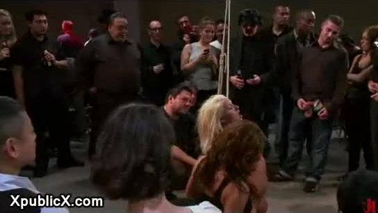 Blonde helpless bdsm babe dp fucked in public